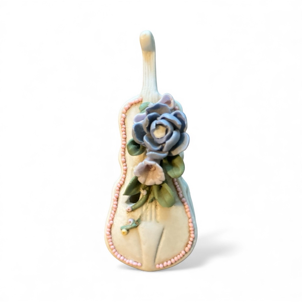 Porcelain Violin Floral Trinket Box